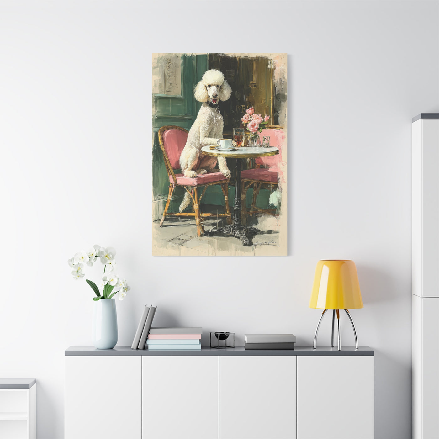 Paris Café Poodle Portrait Wall Art & Canvas Print