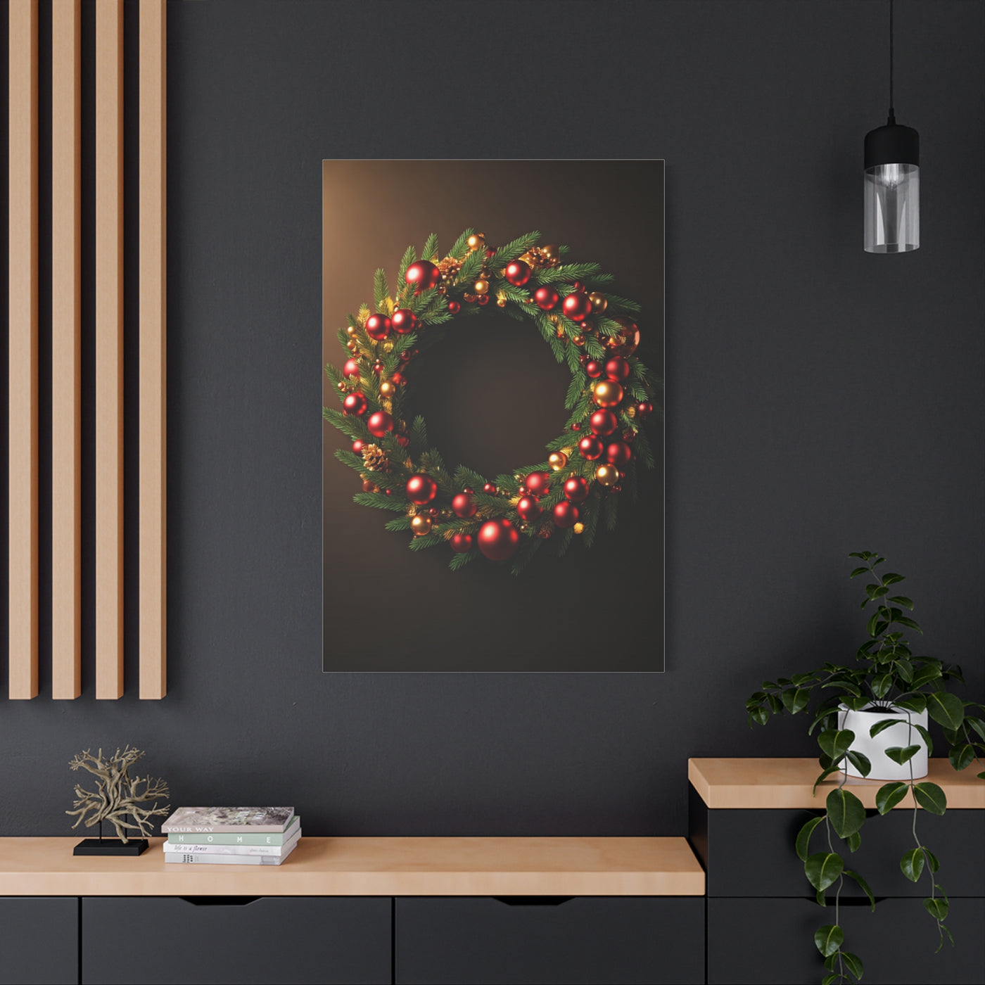 Luxury Christmas Wreath Glow Wall Art & Canvas Print
