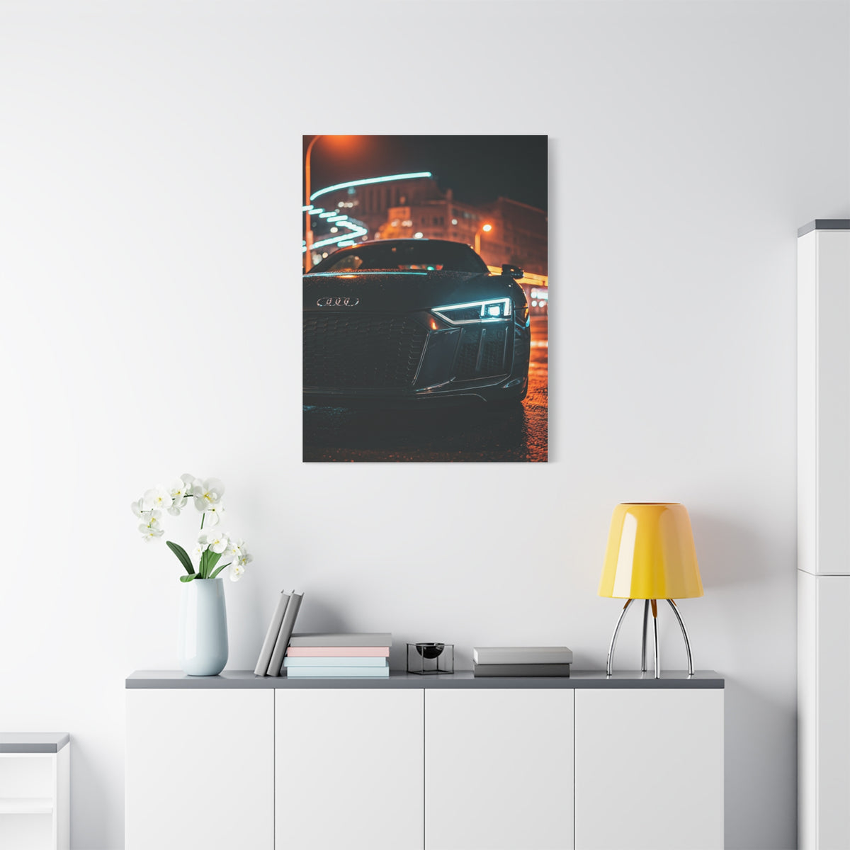 Audi R8 V10 Plus Downtown Night Drive Wall Art & Canvas Prints