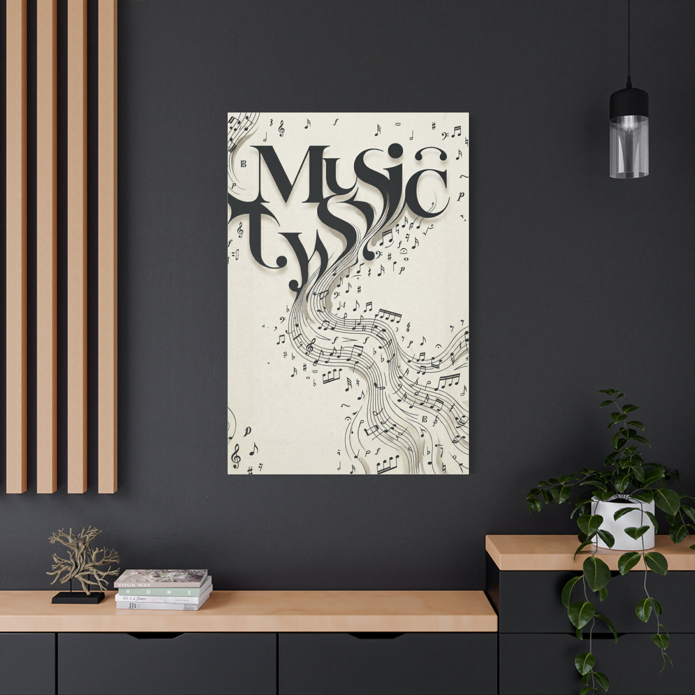 Flowing Typography Music Composition Wall Art & Canvas Print