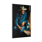 Whiskey Window Cowboy Painting Wall Art & Canvas Print