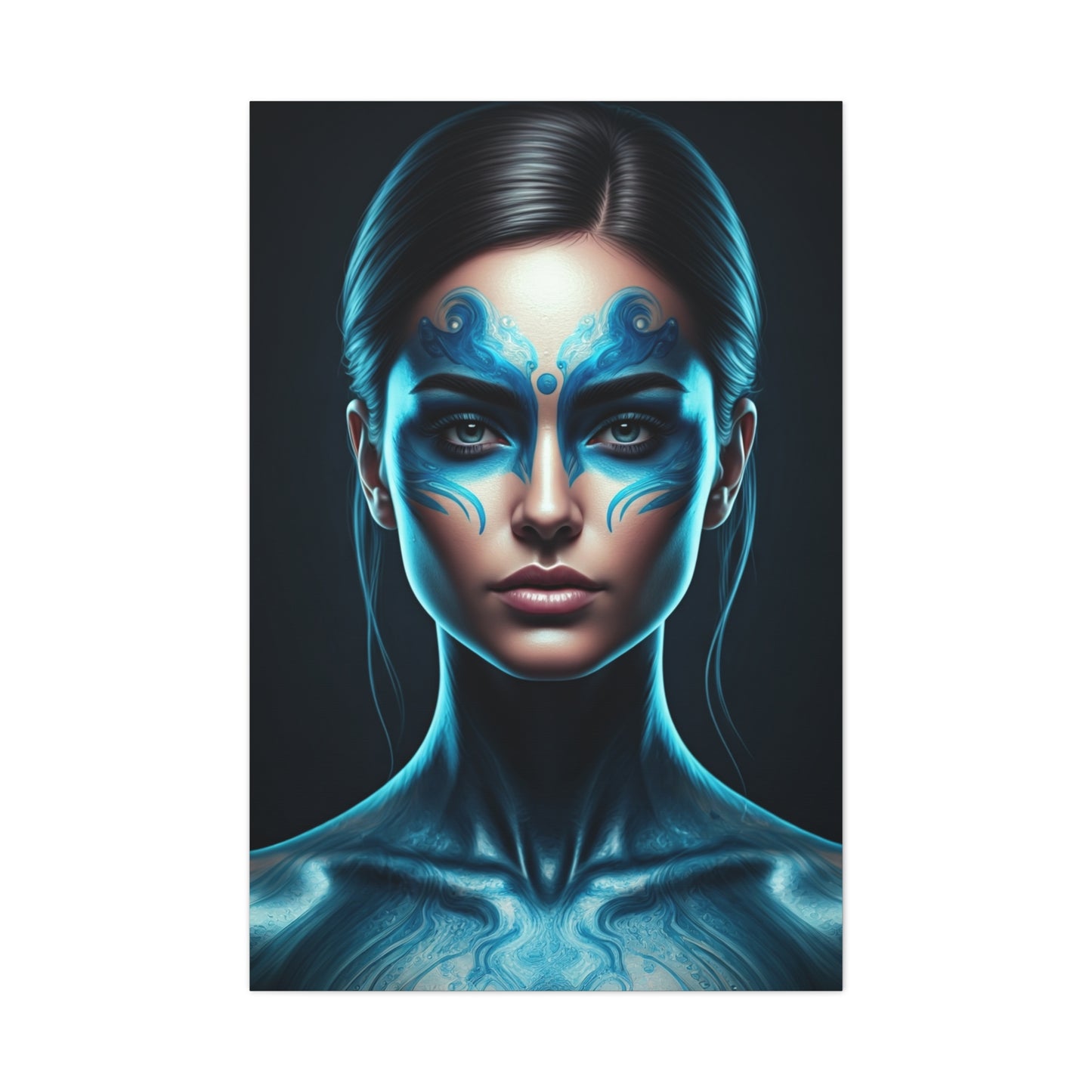 Celestial Blue Figure Portrait Wall Art & Canvas Prints