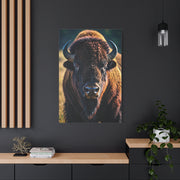 Dramatic Frontal Bison with Warm Copper Tones Wall Art & Canvas Print