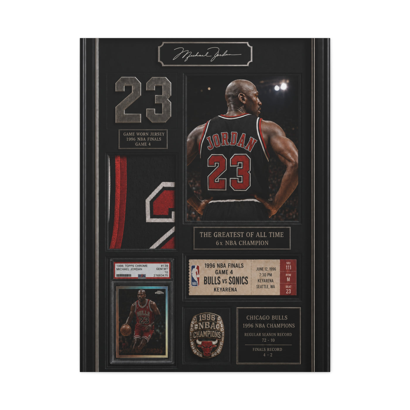Michael Jordan Championship Memorabilia Sports Wall Art & Canvas Print