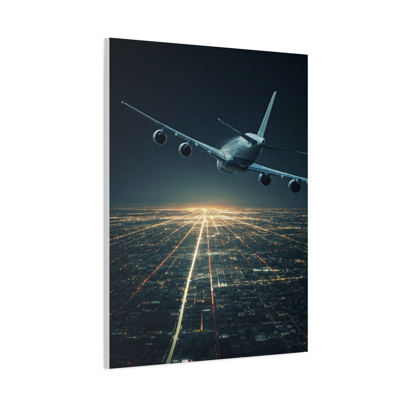 Night Runway Takeoff Journey Wall Art & Canvas Prints