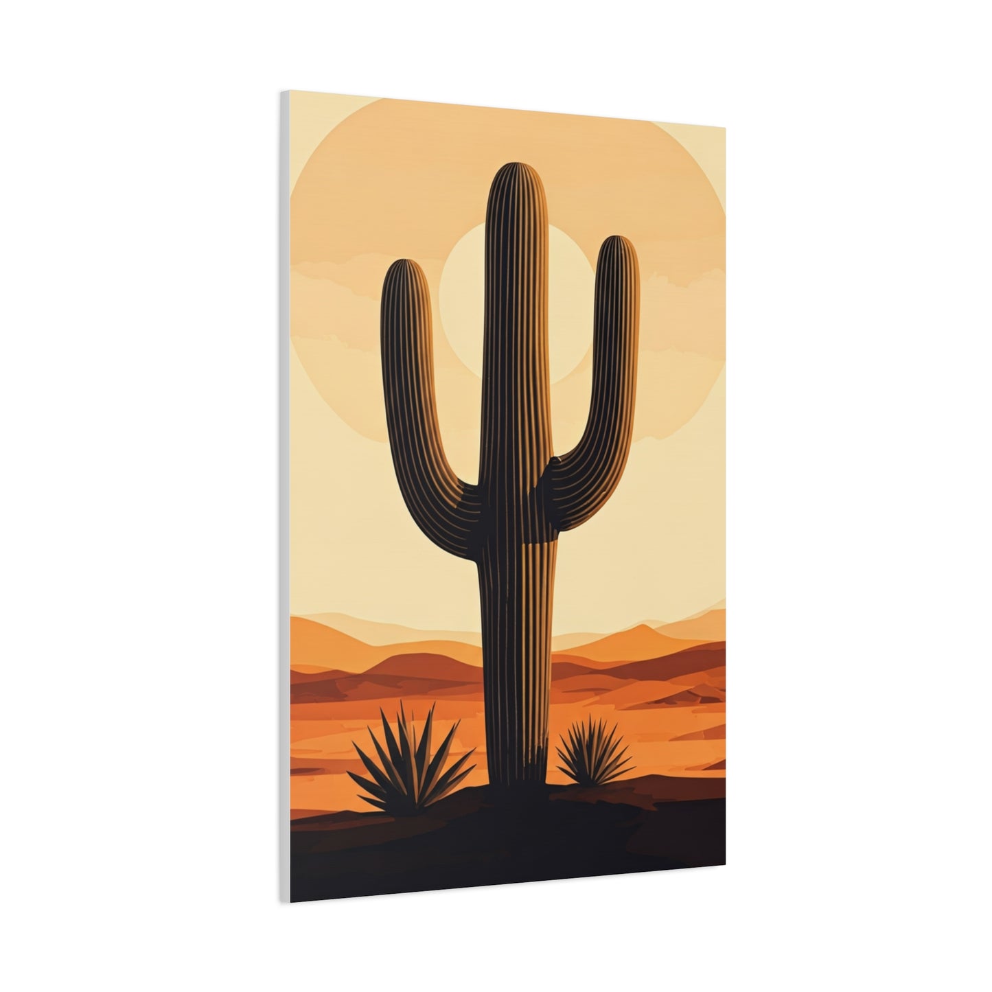 Minimal Desert Sun Saguaro Illustration Wall Art & Canvas Prints
