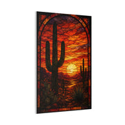 Stained Glass Desert Sunset Southwest Wall Art & Canvas Print