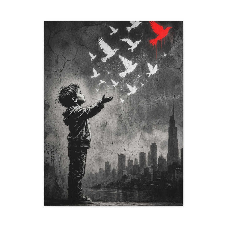 Freedom Birds Urban Stencil Street Wall Art & Canvas Print