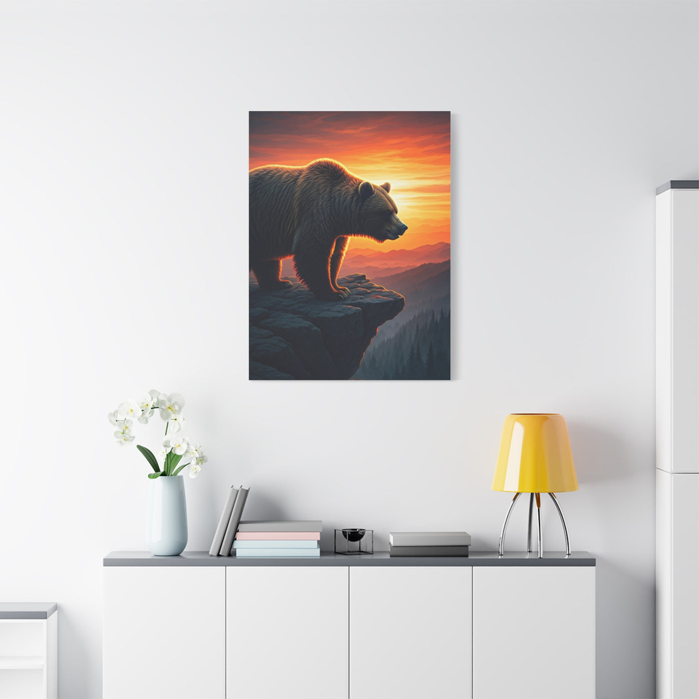 Sunset Cliff Grizzly Bear Wall Art & Canvas Prints