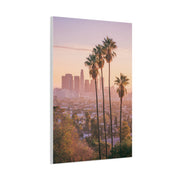 Los Angeles Sunset Skyline with Palm Trees Wall Art & Canvas Print