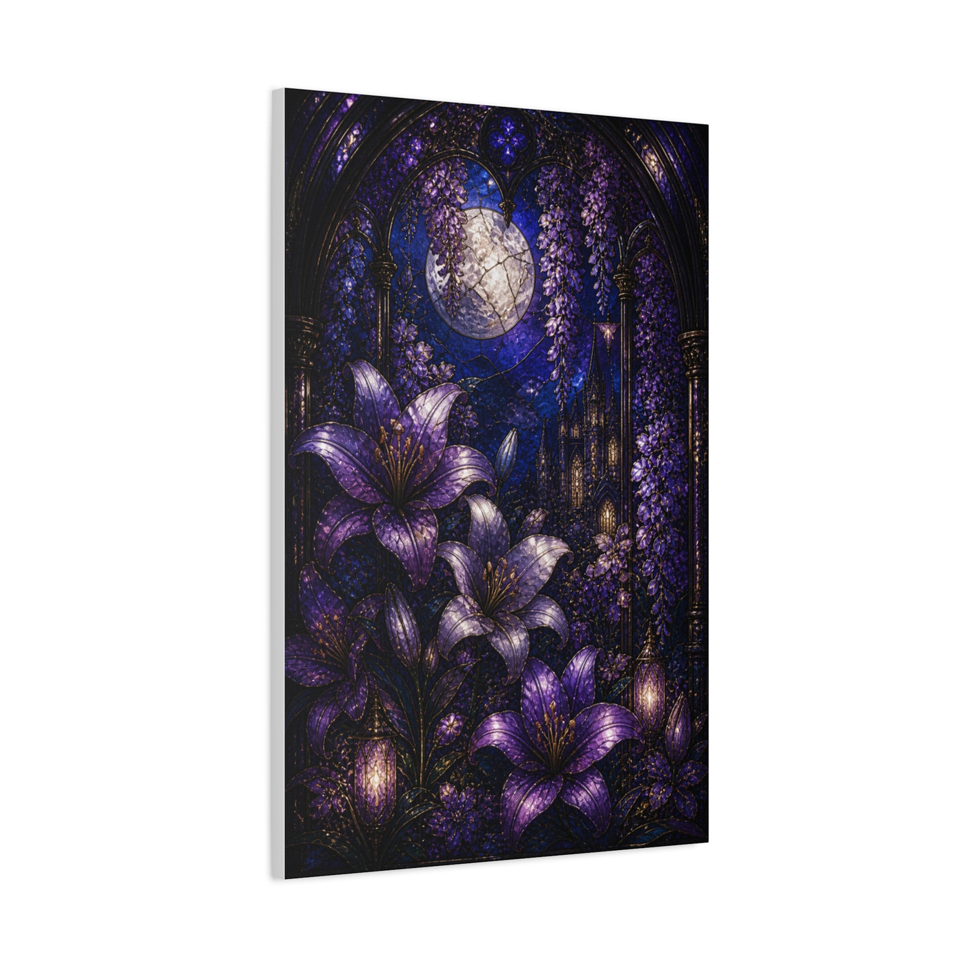 Stained Glass Violet Cathedral Garden Wall Art & Canvas Print