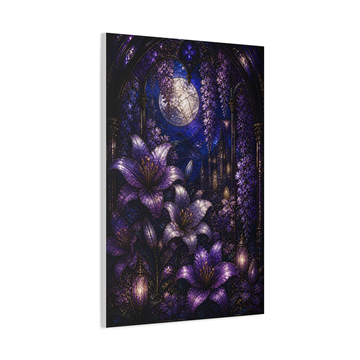 Stained Glass Violet Cathedral Garden Wall Art & Canvas Print