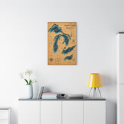 Great Lakes Bathymetric Chart Wall Art & Canvas Print