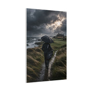 Stormy Seaside Golfer Journey Wall Art & Canvas Print