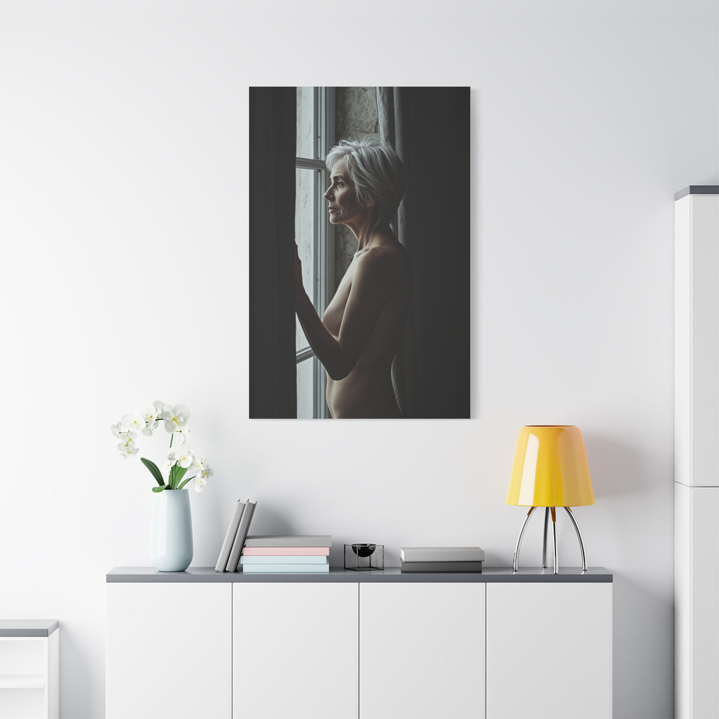 Mature Window Light Nude Study Wall Art & Canvas Print