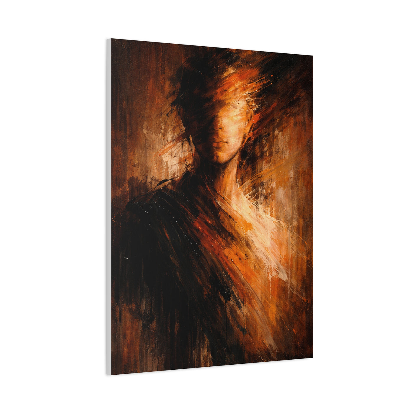 Expressionist Orange Portrait Abstraction Wall Art & Canvas Print