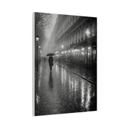 Rainy Paris Street Monochrome Wall Art & Canvas Print