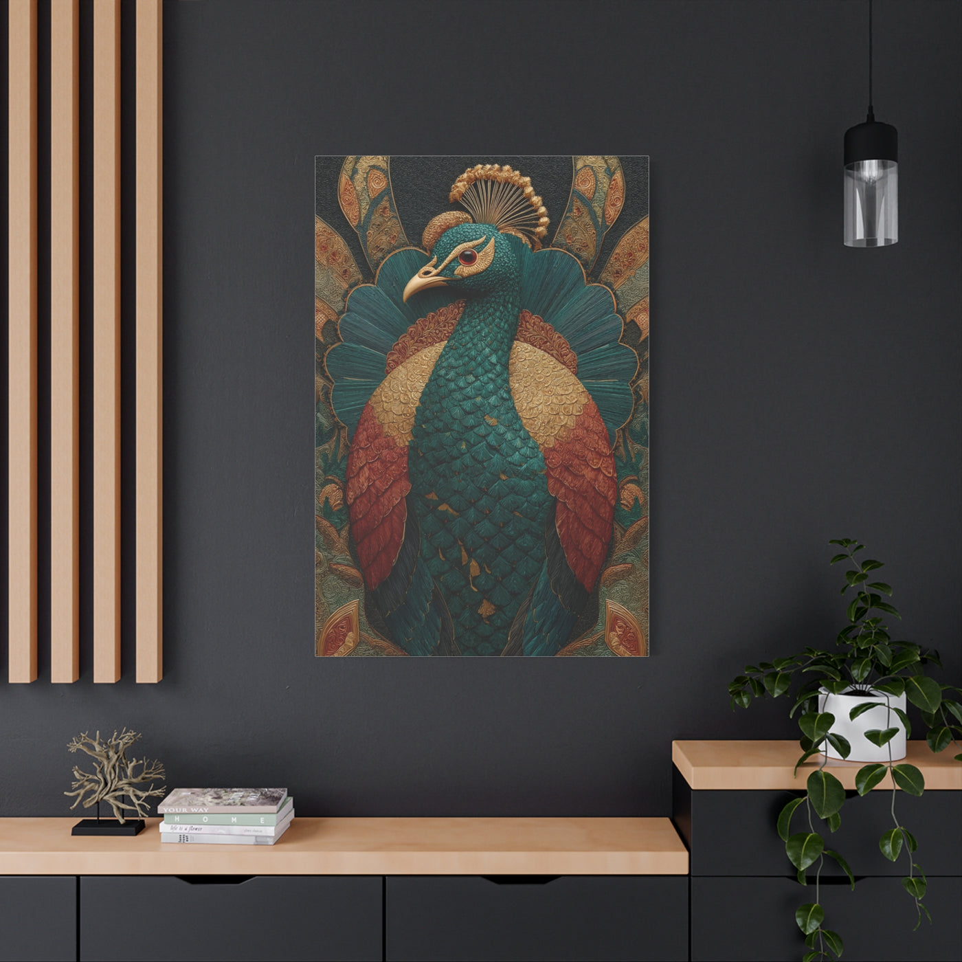 Regal Peacock Ornamental Wall Art & Canvas Print