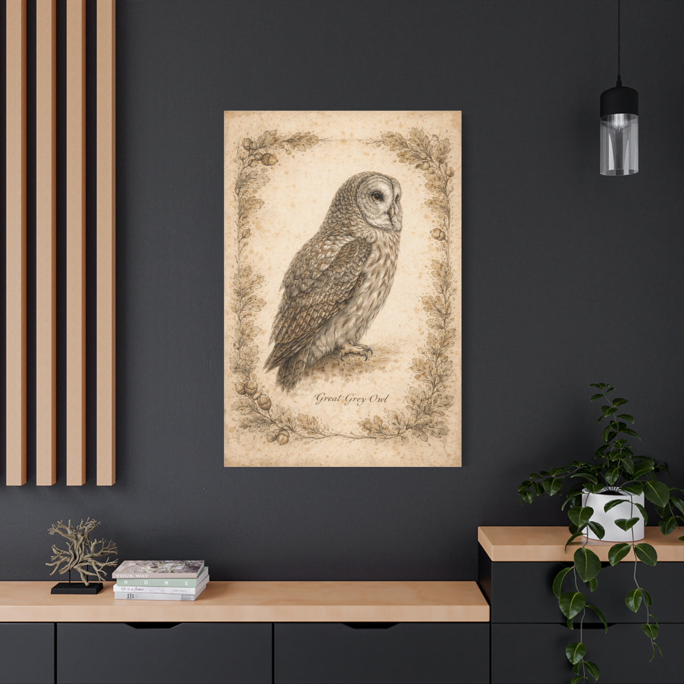 Antique Natural History Owl Study Wall Art & Canvas Print