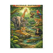 Jungle Safari Adventure Learning Poster Wall Art & Canvas Print
