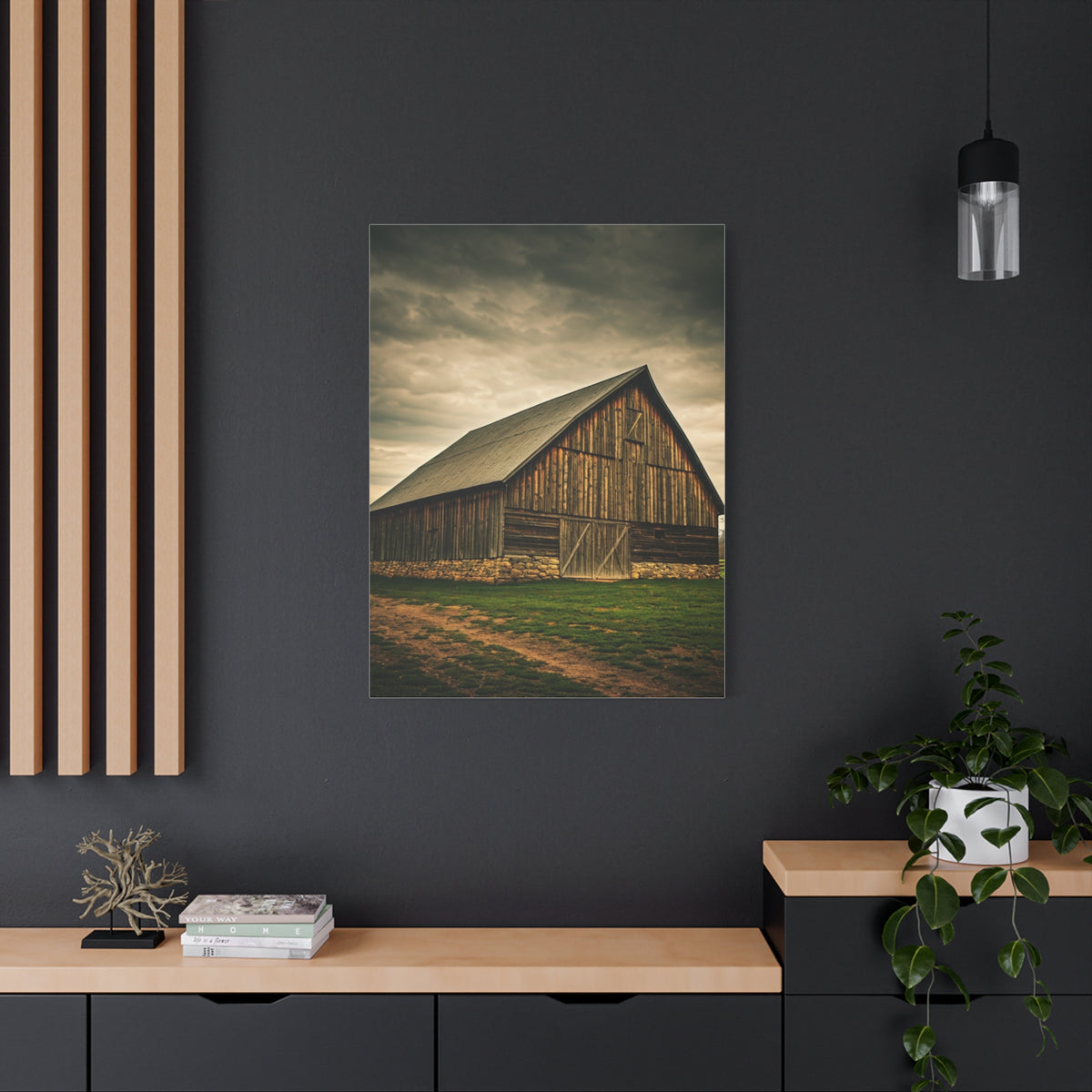 Weathered Stone Base Barn Wall Art & Canvas Prints