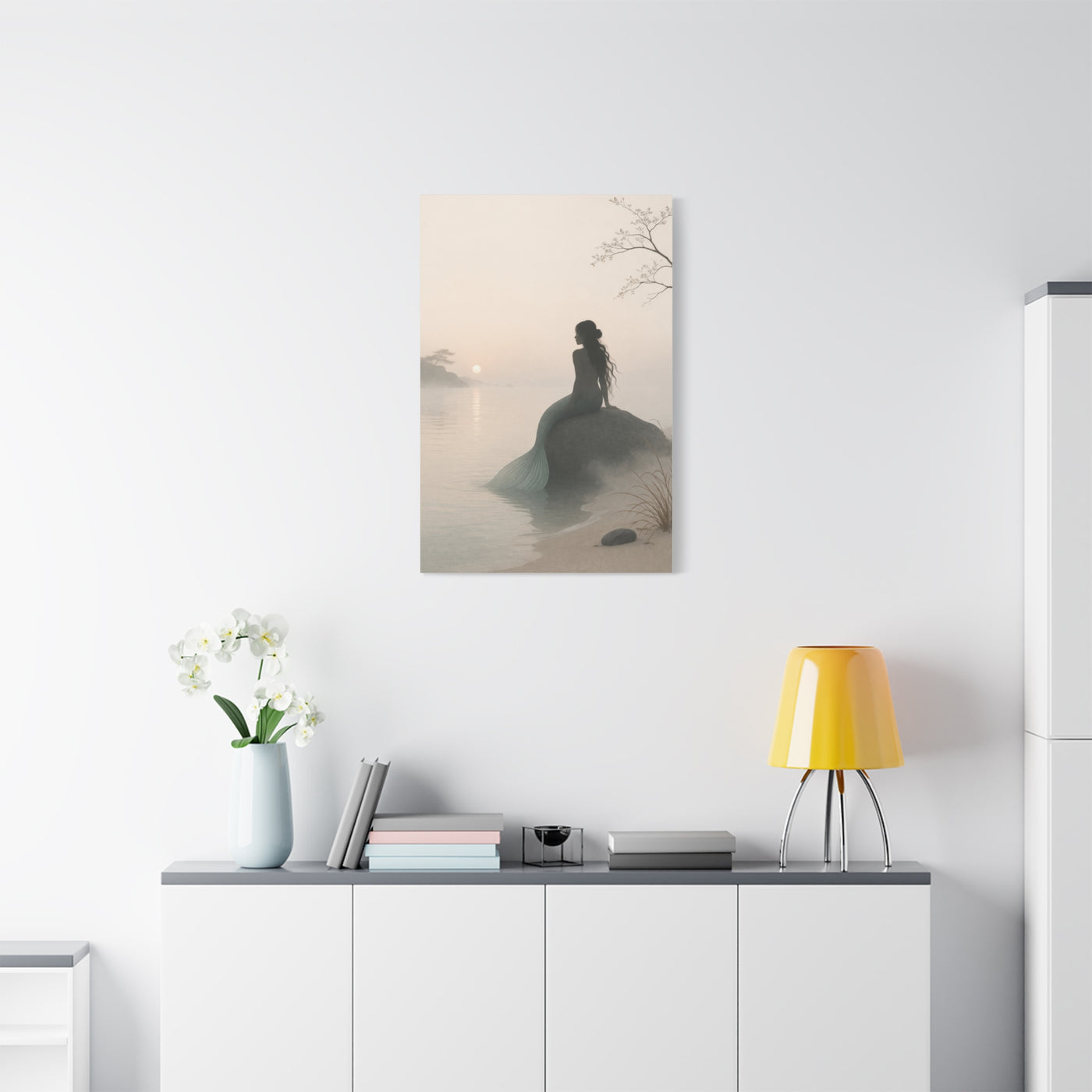 Misty Shore Mermaid Serenity Wall Art & Canvas Print