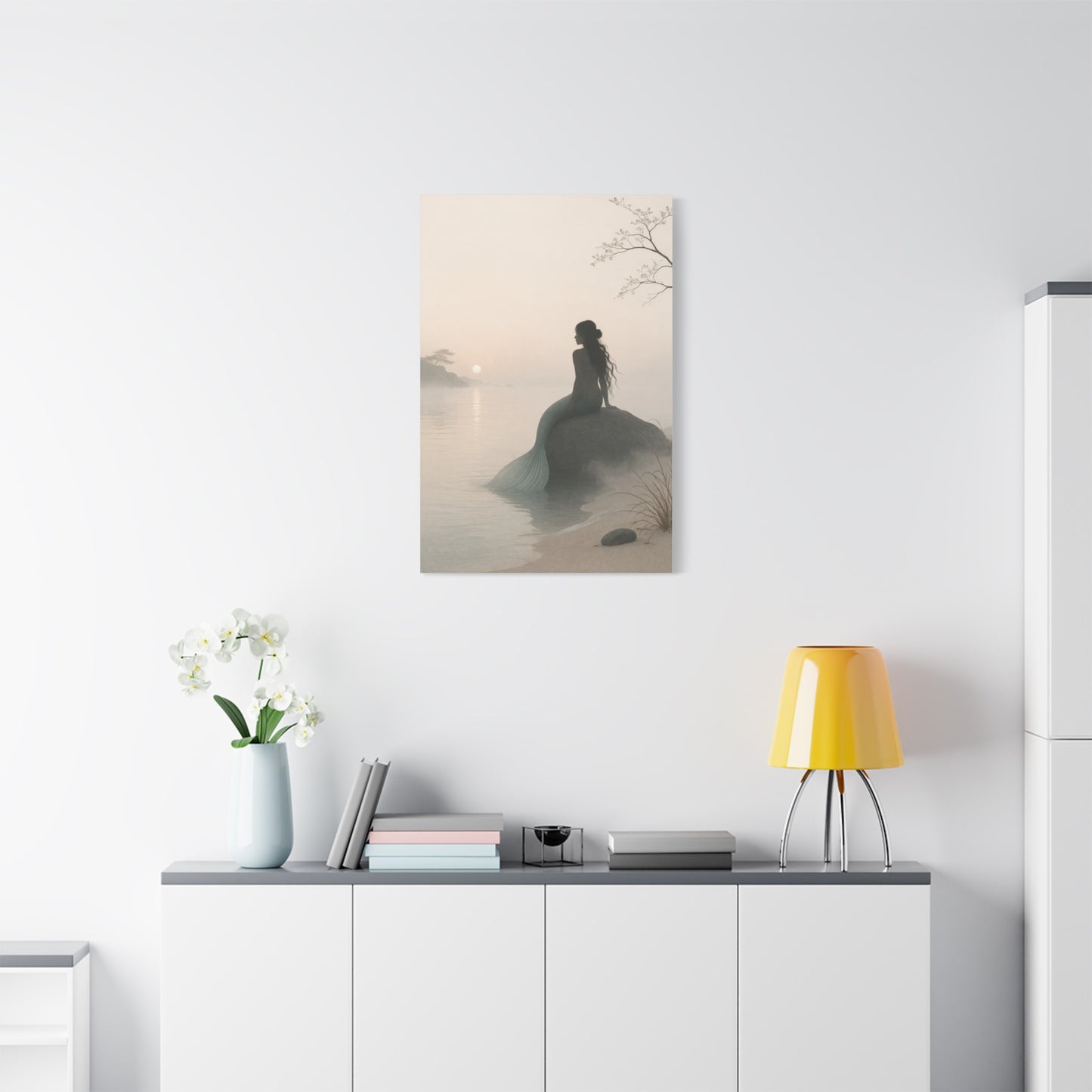 Misty Shore Mermaid Serenity Wall Art & Canvas Print