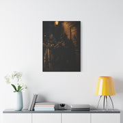 Midnight Jazz Alley Trumpeter Wall Art & Canvas Print