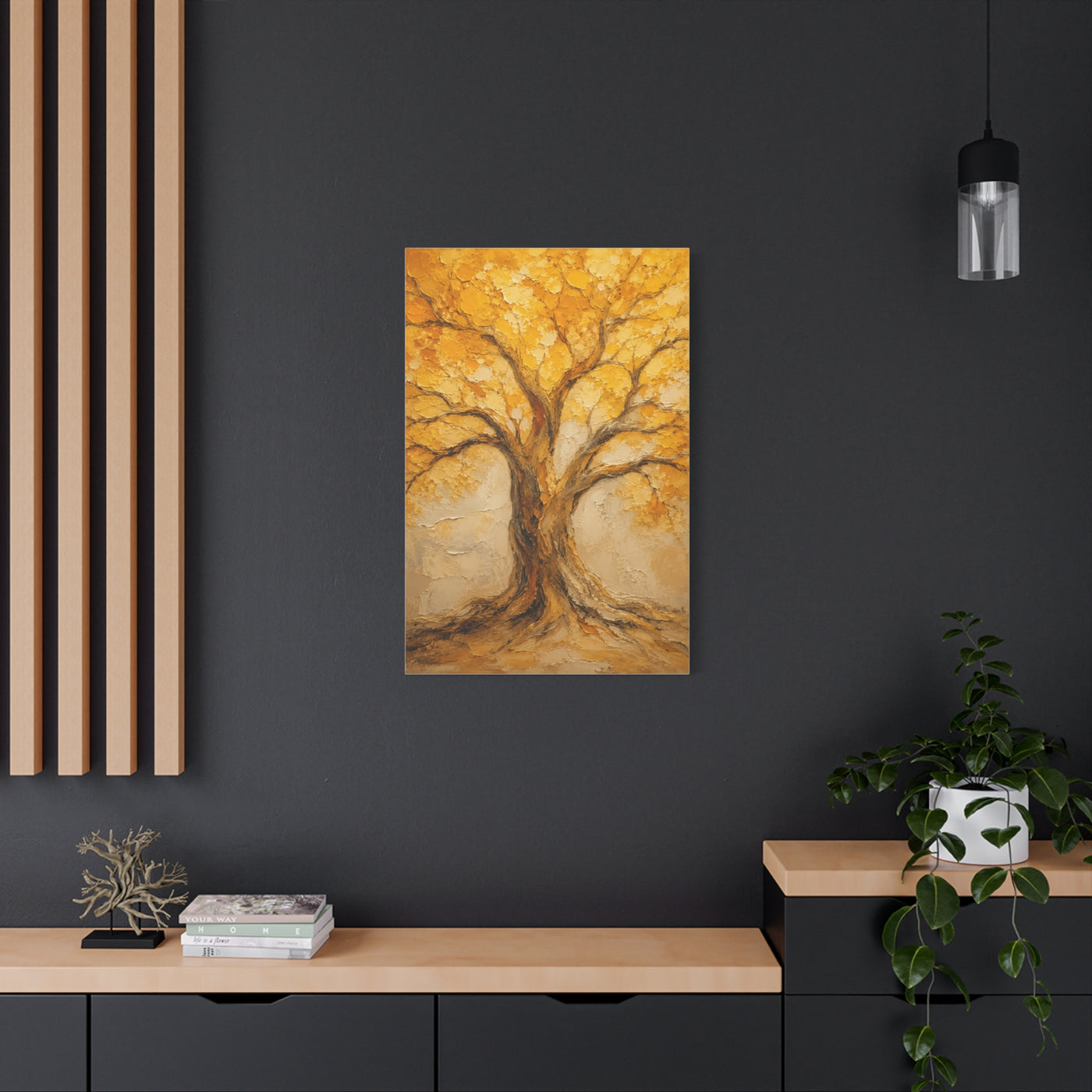 Impasto Golden Tree of Life Texture Wall Art & Canvas Print