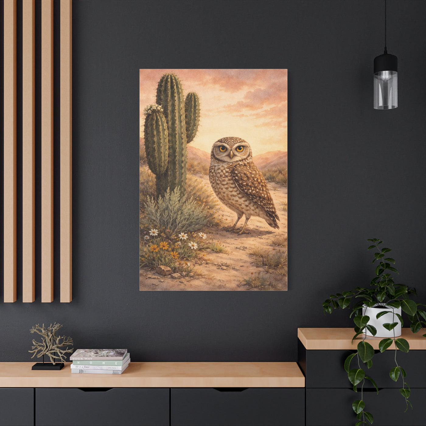 Desert Burrowing Owl Landscape Wall Art & Canvas Print