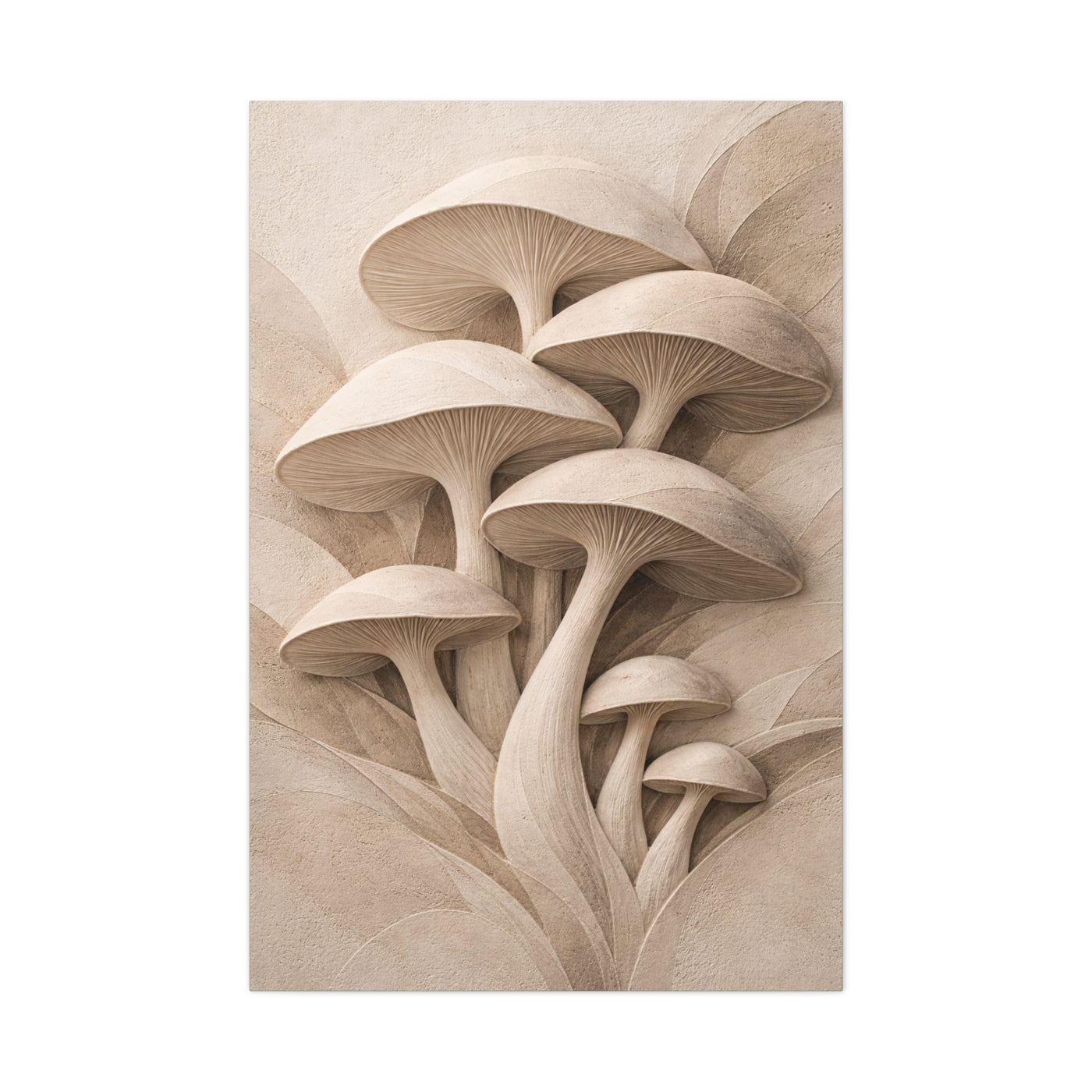 Minimalist Plaster Mushroom Relief Wall Art & Canvas Print