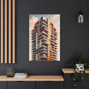 Modern Orange Architectural Tower Wall Art & Canvas Print