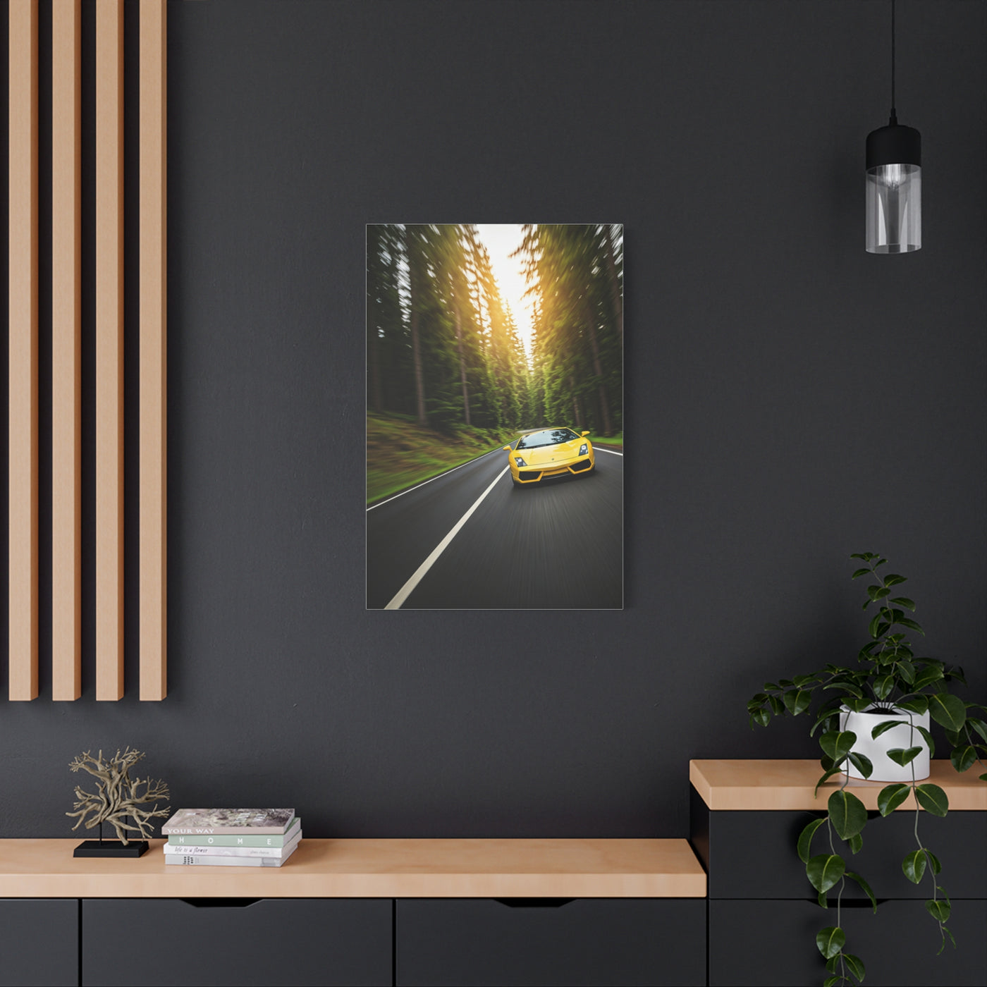 Lamborghini Gallardo Forest Road Charge Wall Art & Canvas Prints