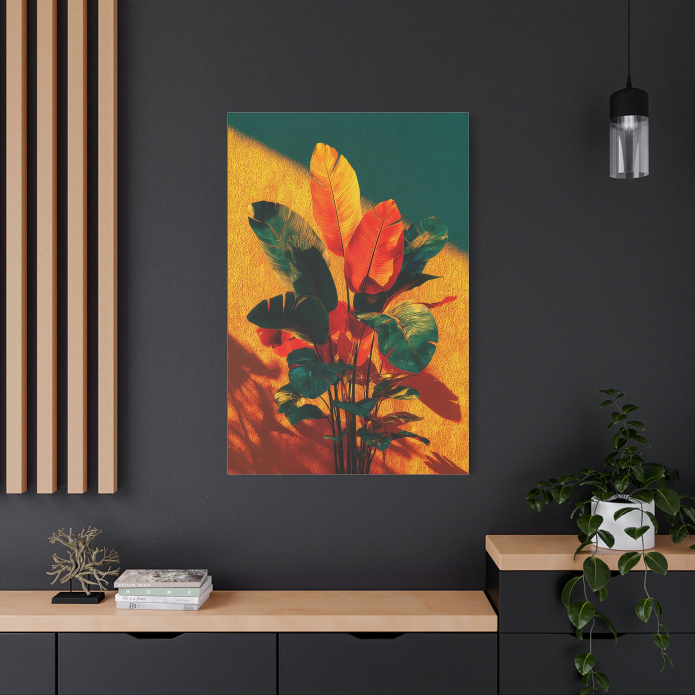 Tropical Sunlit Botanical Contrast Wall Art & Canvas Print
