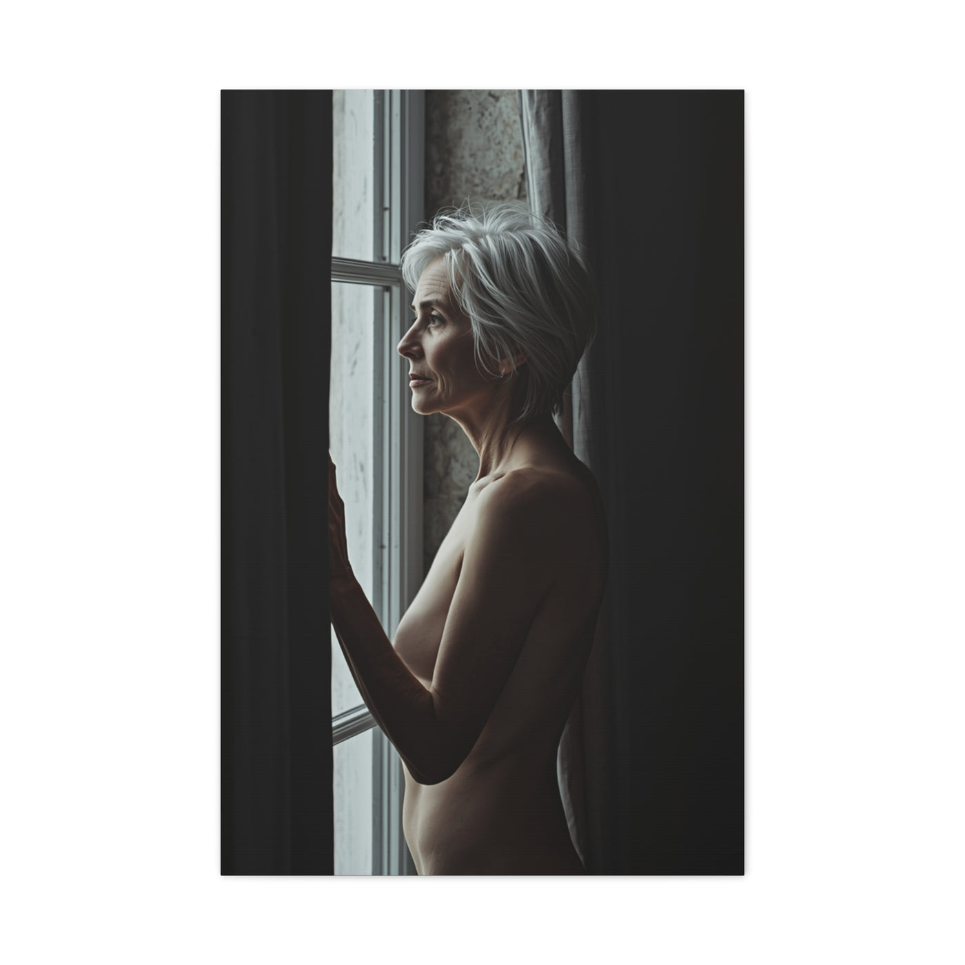 Mature Window Light Nude Study Wall Art & Canvas Print