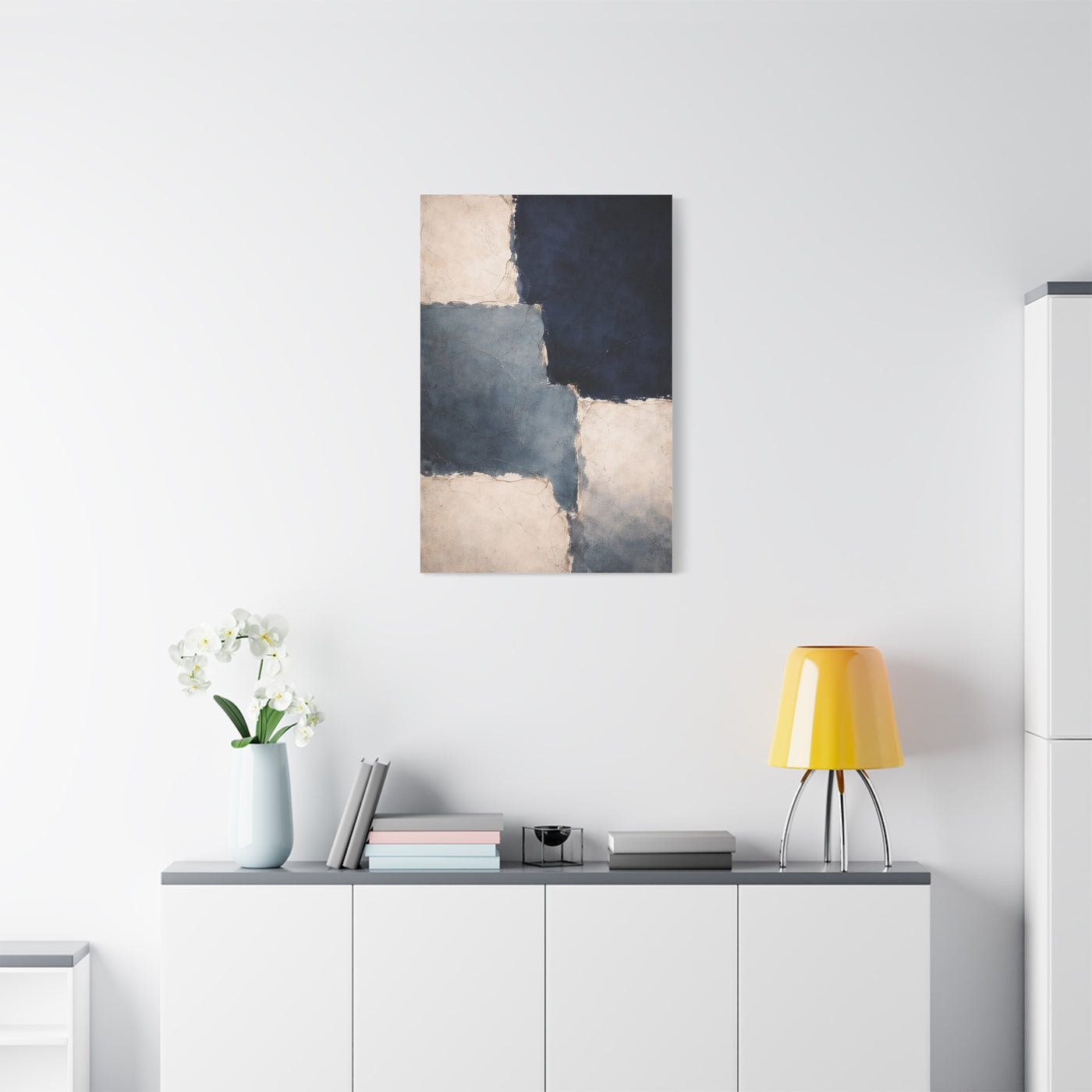 Navy and Stone Color Block Composition Wall Art & Canvas Print
