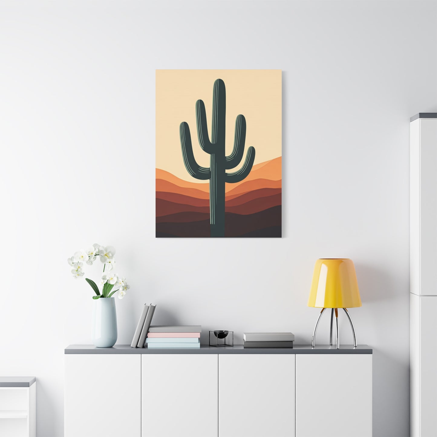 Layered Desert Landscape Saguaro Illustration Wall Art & Canvas Prints
