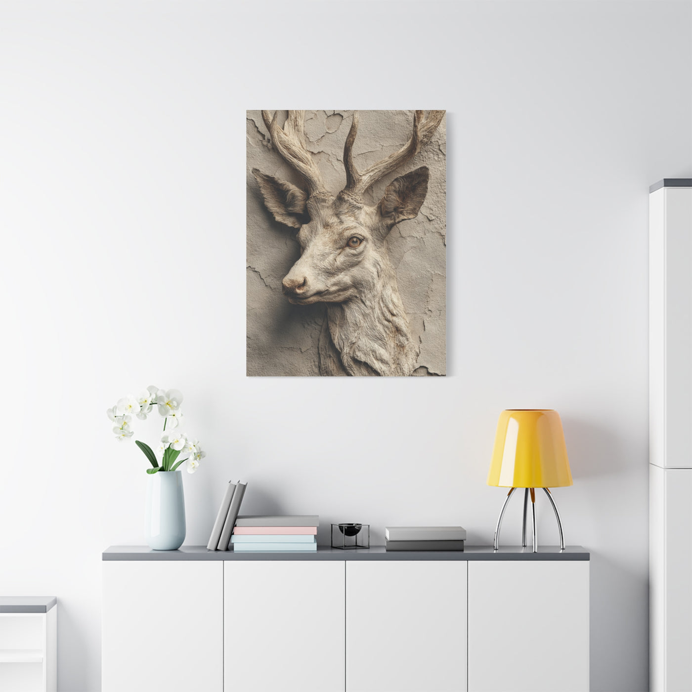 Rustic Stone Deer Relief Wall Art & Canvas Print