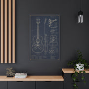 Acoustic Guitar Technical Blueprint Wall Art & Canvas Print