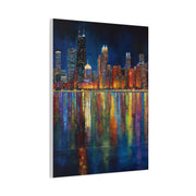 Chicago Skyline Night Reflections Wall Art & Canvas Print