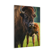 American Bison with Calf in Prairie Light Wall Art & Canvas Print