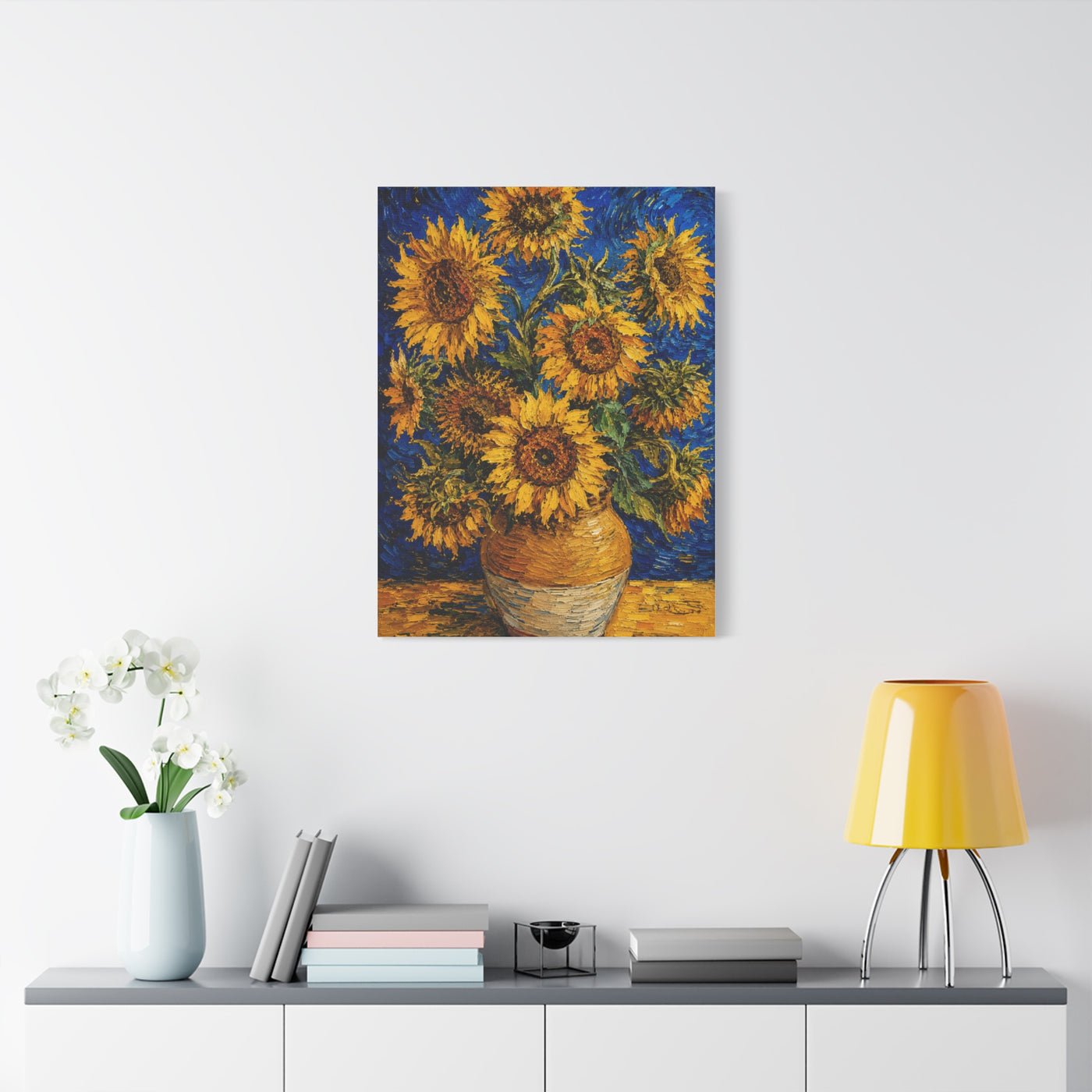Impressionist Sunflower Vase Painting Wall Art & Canvas Print