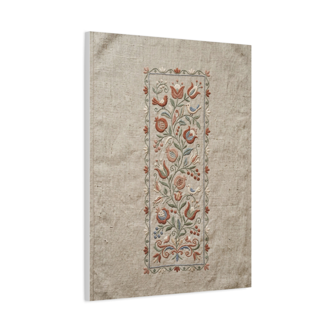 Rustic Folk Botanical Embroidery Strip Wall Art & Canvas Print