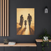 Golden Family Silhouette Sunset Wall Art & Canvas Print