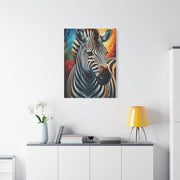 Vibrant Stripes Zebra Portrait Wall Art & Canvas Print