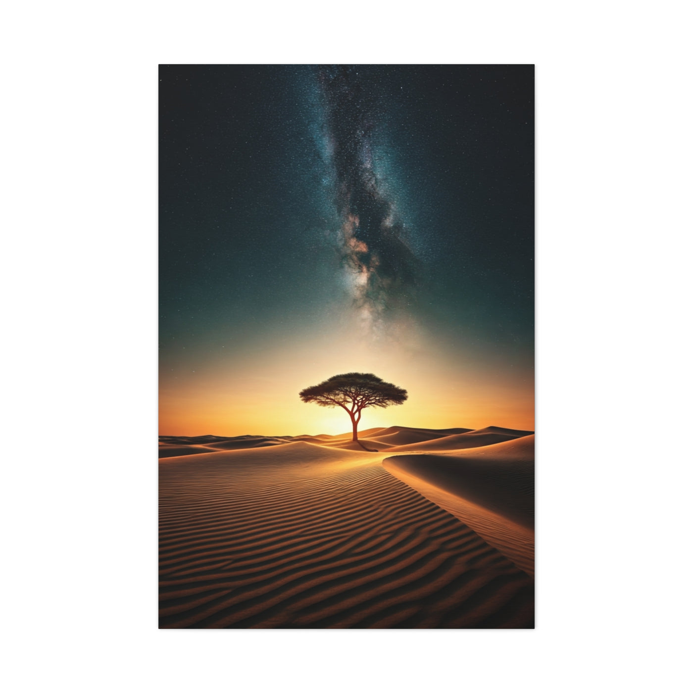 Lone Acacia Under the Cosmic Sky Wall Art & Canvas Prints