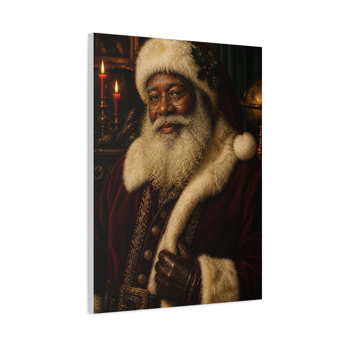 Elegant Black Santa Portrait Wall Art & Canvas Print