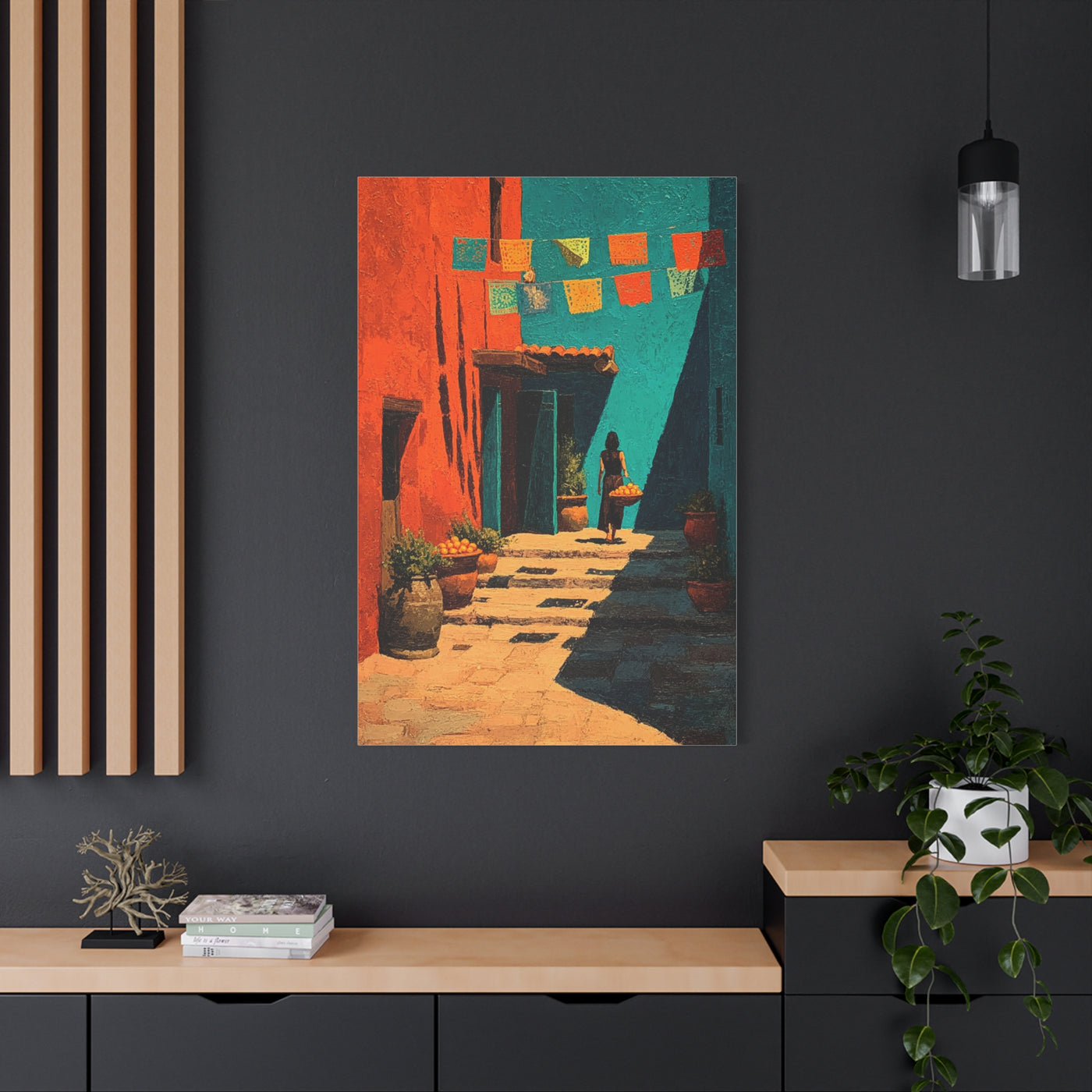 Mexican Market Street Folk Scene Wall Art & Canvas Print