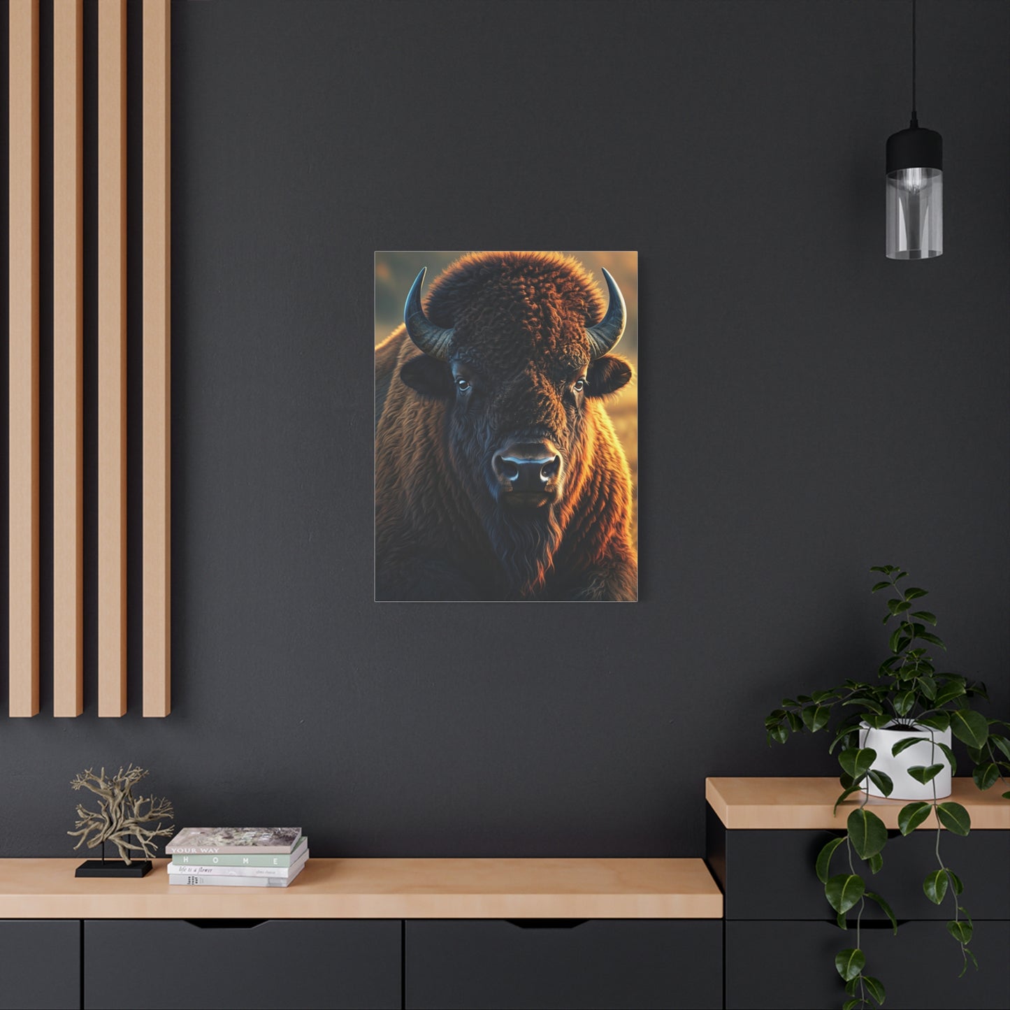 Warm Copper-Toned American Bison Portrait Wall Art & Canvas Print