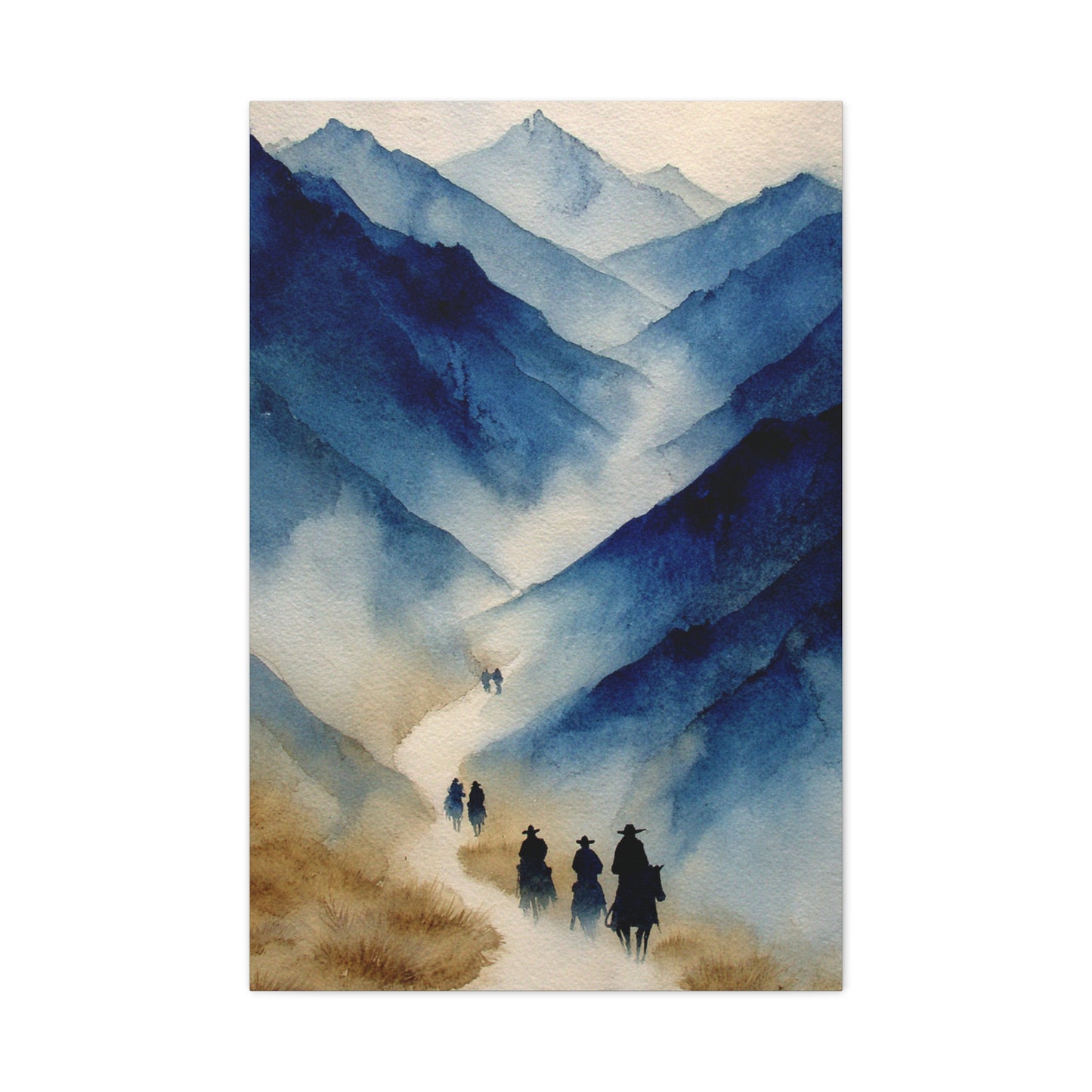 Misty Mountain Riders Watercolor Wall Art & Canvas Print